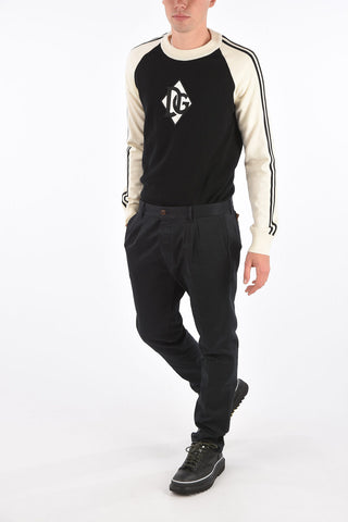Mid-rise waist double pleat trousers