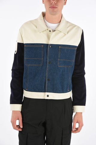 Denim Box Fit Jacket with Faux Leather Trimmings  
