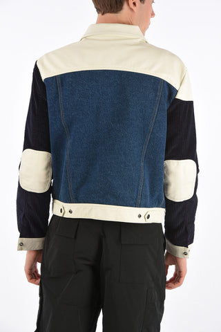 Denim Box Fit Jacket with Faux Leather Trimmings  