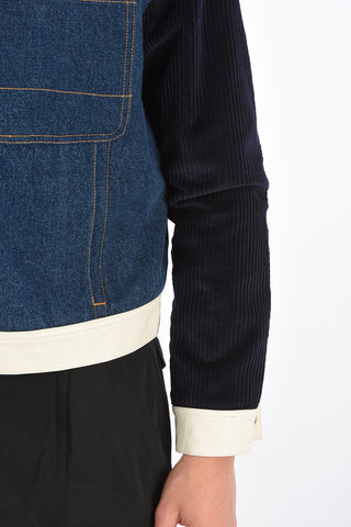 Denim Box Fit Jacket with Faux Leather Trimmings  