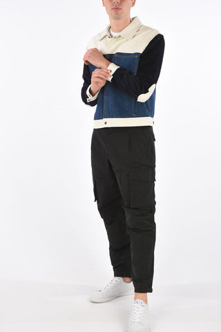 Denim Box Fit Jacket with Faux Leather Trimmings  