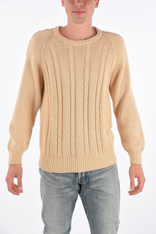 maglia girocollo a trecce