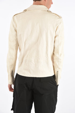 Phyton Printed Leather Biker Jacket