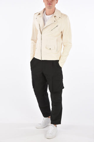Phyton Printed Leather Biker Jacket