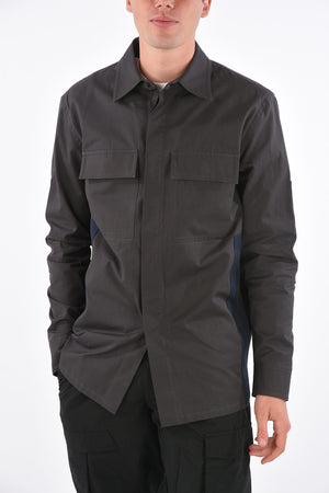 Hidden Closure Oversized Spread Collar Shirt