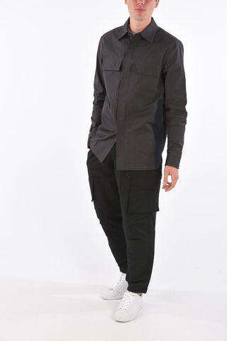 Hidden Closure Oversized Spread Collar Shirt