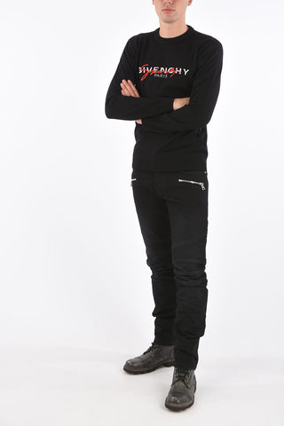maglia girocollo in lana con ricamo