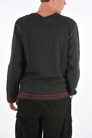 Acid wash crew-neck sweater