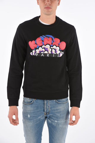 Embroidered glitter crew-neck sweatshirt