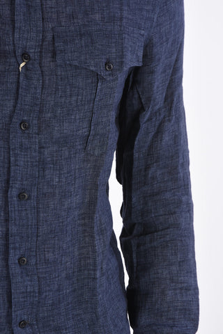 camicia in lino leisure fit collo francese