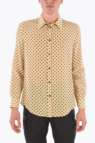 polka dot silk classic collar shirt