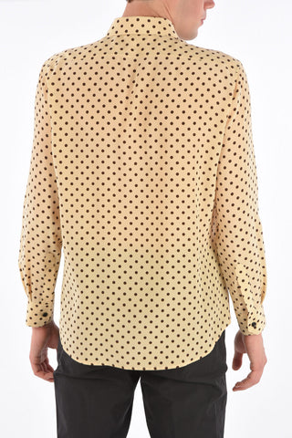 polka dot silk classic collar shirt