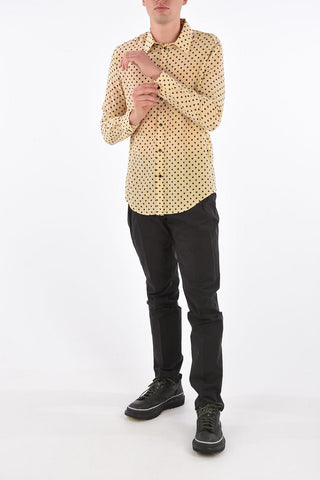polka dot silk classic collar shirt