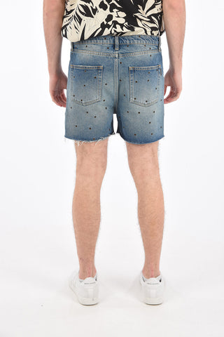 denim studded shorts