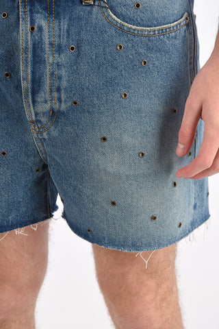 denim studded shorts
