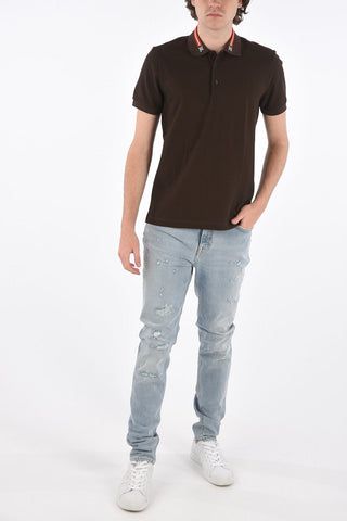 piquè cotton 3 button polo shirt