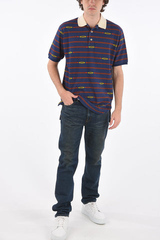 Printed 3 button polo shirt