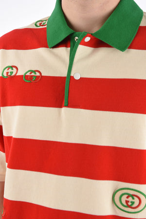 awning striped piquè cotton polo shirt