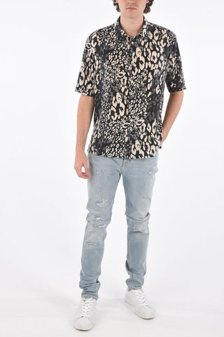 silk short sleeve spread collar shirt