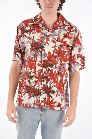 floral-print shirt with breast pocket