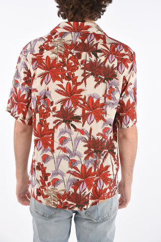 floral-print shirt with breast pocket