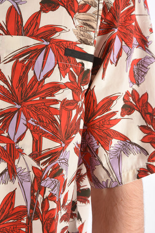 floral-print shirt with breast pocket