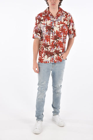 floral-print shirt with breast pocket