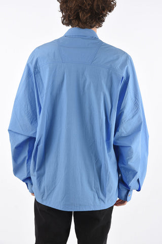 spread collar hidden closure shirt