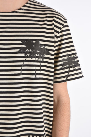 T-shirt a righe con stampa