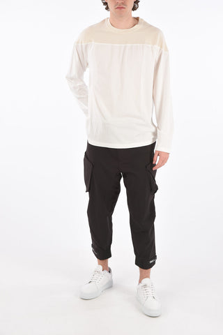 two-tone crew-neck long sleeve t-shirt