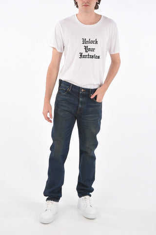 17cm Mid-rise waist straight fit jeans