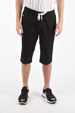 drawstring waist piping shorts