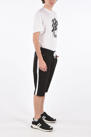 drawstring waist piping shorts