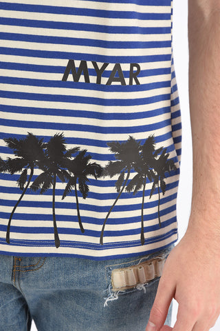 T-shirt a righe con stampa