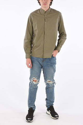 long sleeve mandarin collar shirt