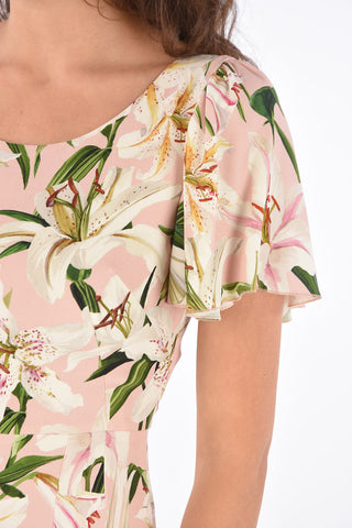 Floral Printed Peplum Hem Midi Dress
