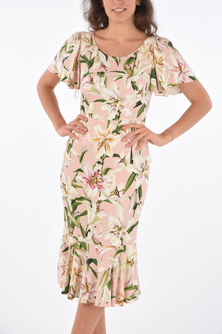 Floral Printed Peplum Hem Midi Dress