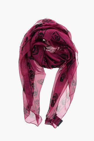skull printed silk foulard