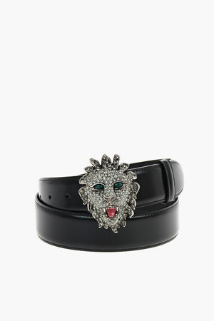 40mm Leather Belt with Lion Head Buckle