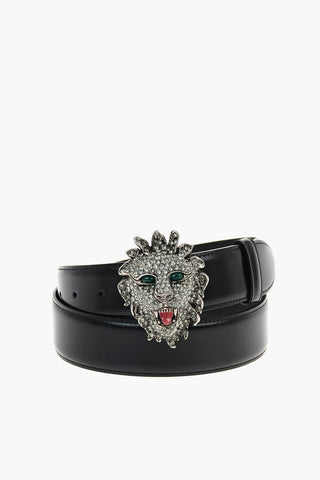 40mm Leather Belt with Lion Head Buckle