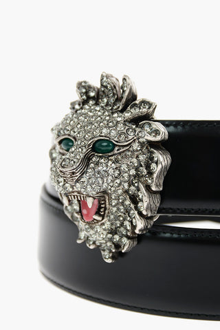 40mm Leather Belt with Lion Head Buckle