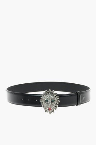 40mm Leather Belt with Lion Head Buckle