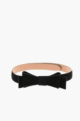 25mm suede leather belt with bow