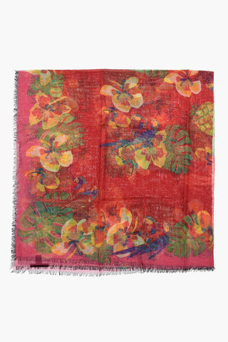 floral print cashmere blend foulard