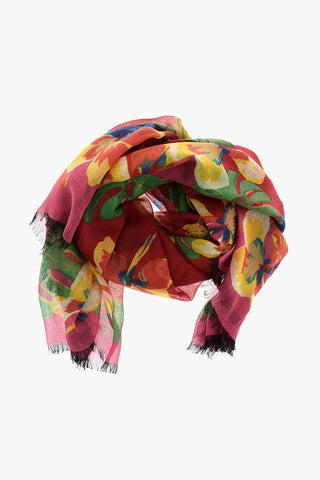 floral print cashmere blend foulard