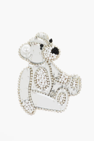teddy bear brooch with Beads and Rhinestone Embellished
