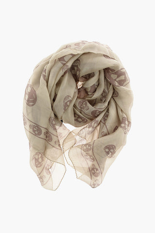 skull printed silk foulard
