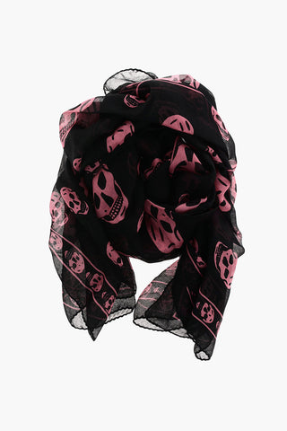 Foulard in seta con stampa teschio