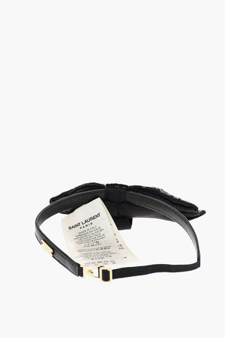 leather and silk choker with bow