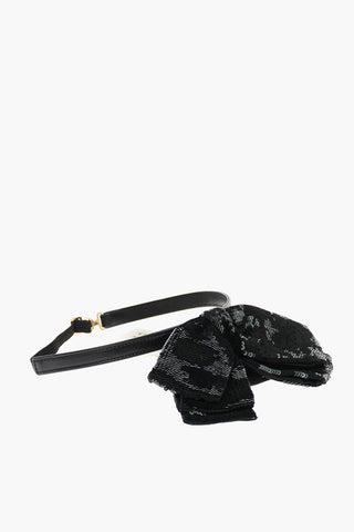 leather and silk choker with bow